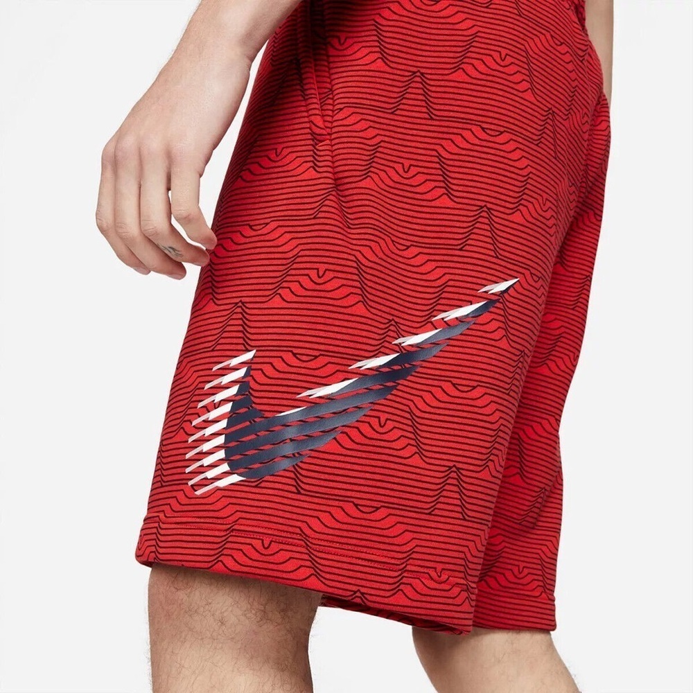 NWOT Mens Red Nike Club Fleece Shorts BB USA Star Pattern Casual Lounge pockets